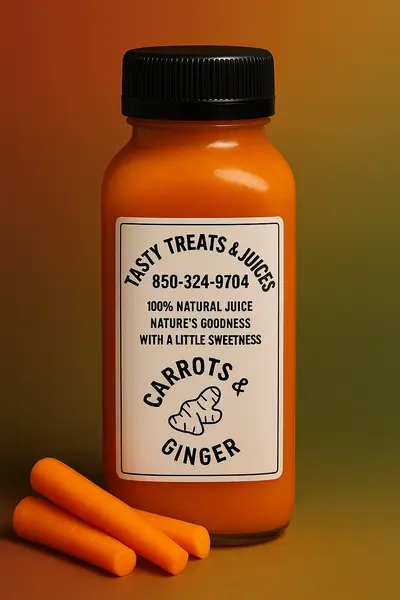 Orange, apple, turmeric and ginger ingredients beside a chilled juice